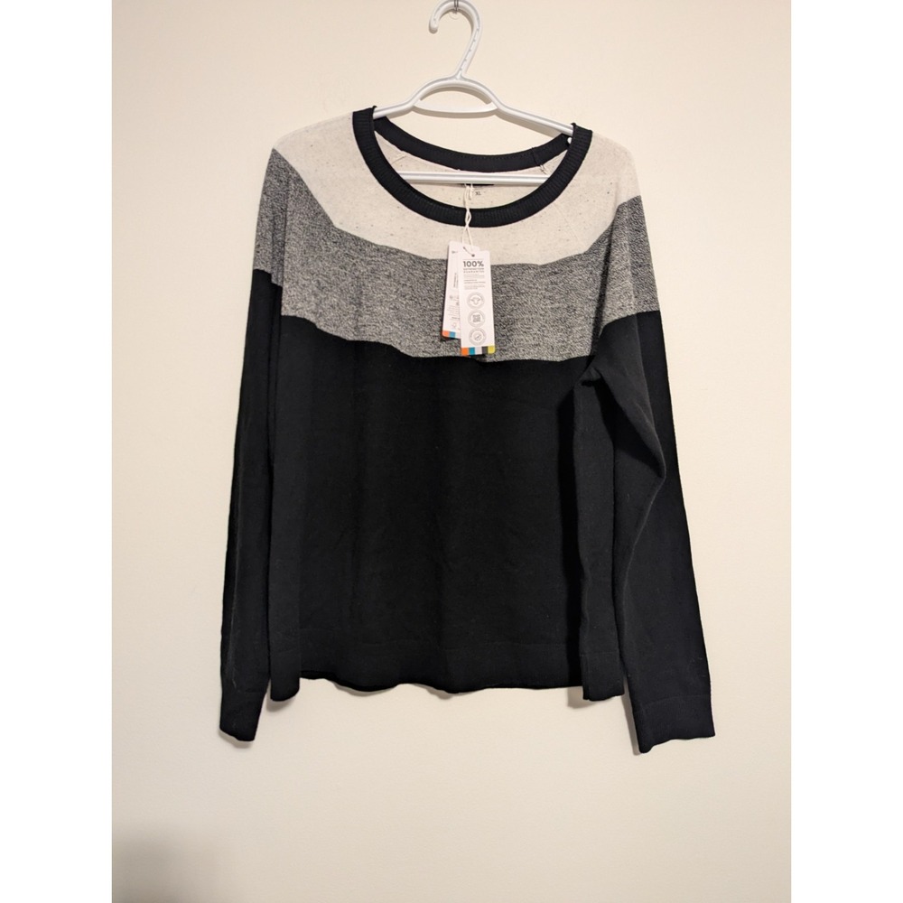 NWT! Smartwool Women's XL‎ Wool Edgewood Colorblock Crew Neck Sweater Black Gray